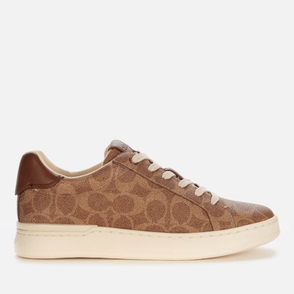 Women's Lowline Coated Canvas Trainers - Tan - UK 3