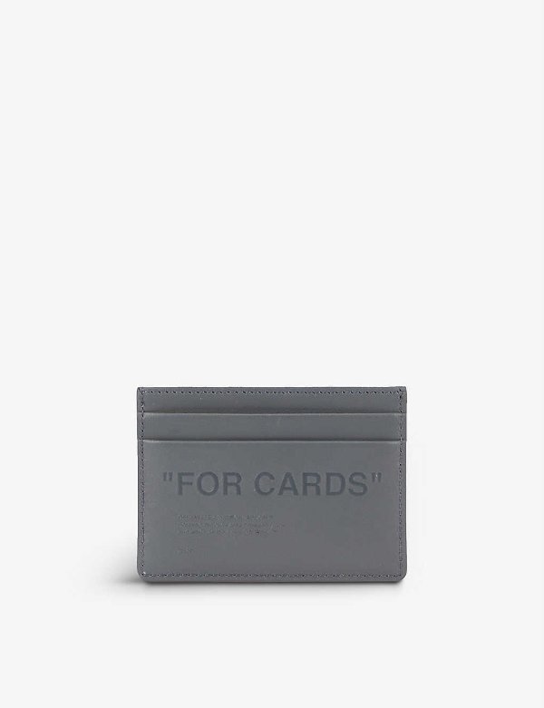 Quote debossed leather card holder