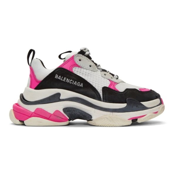 - White & Pink Triple S Sneakers