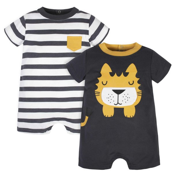 2-Pack Baby Boys Hungry Tiger Rompers