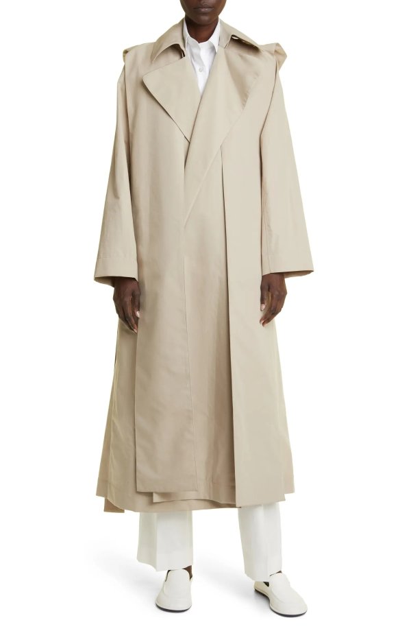 Badva Belted Cotton Trench Coat with Removable Hood