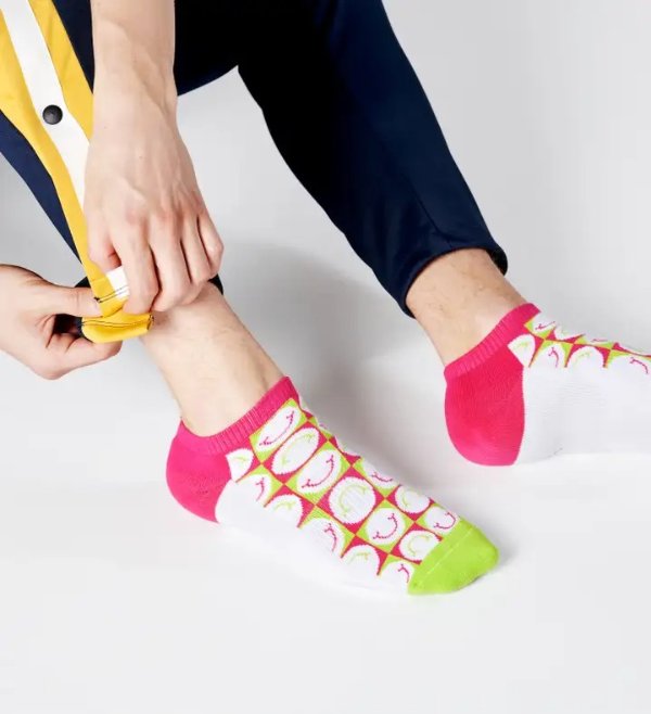 Happy Pique Cuff Low Socks, White - Athletic | Happy Socks US