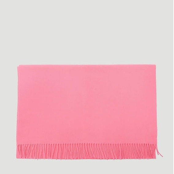 Canada Fringed Wool Scarf in Pink