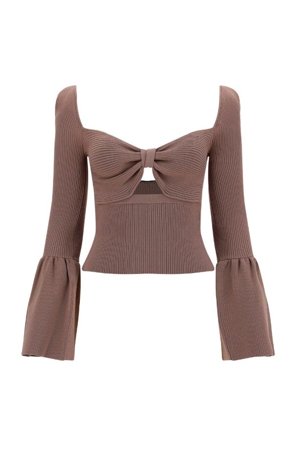 Ribbed Knit Bow Bust Top