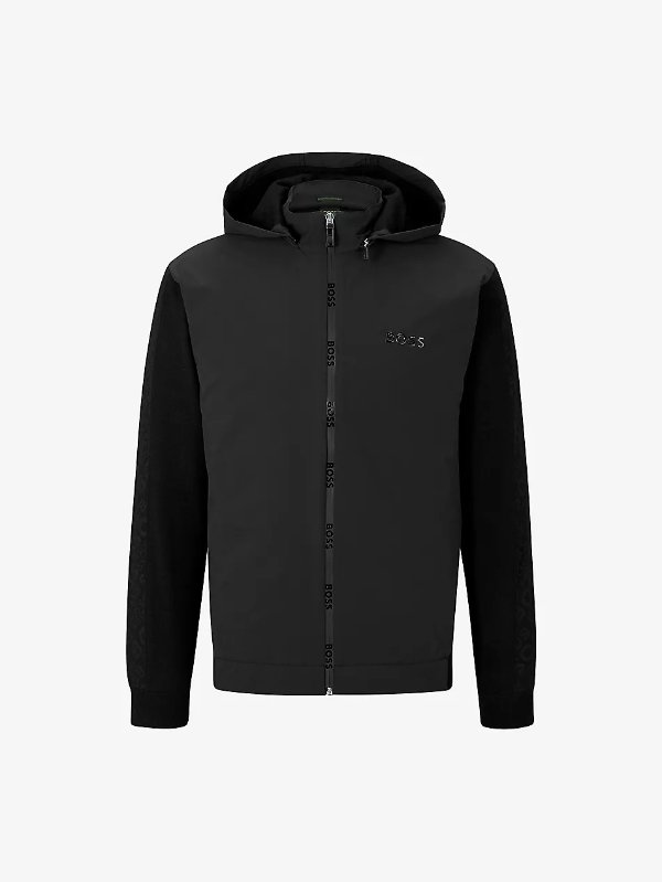 Athleisure branded stretch-woven jacket