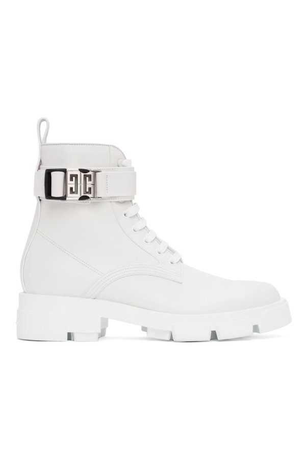 White 4G Buckle Terra Boots