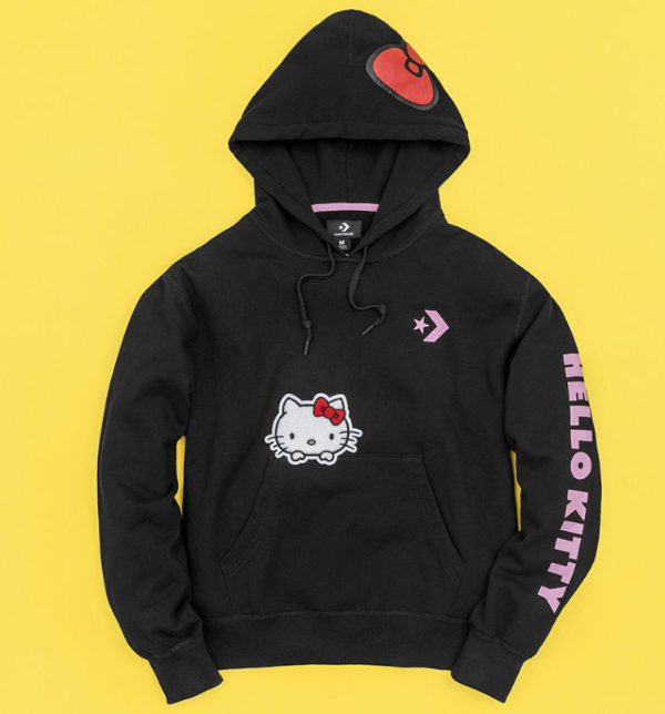 New Converse Hello Kitty Full over Hoodie Black 10008208-A01 Limited Edition