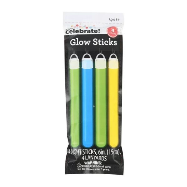Way To Celebrate Glow Sticks, 6", 4 Count