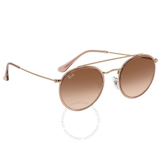 RayBan Round Double Bridge Pink Brown Gradient Sunglasses RB3647N 9069A5 51