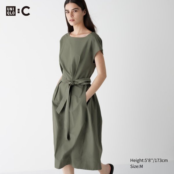 Cotton Belted Short-Sleeve Dress | UNIQLO US