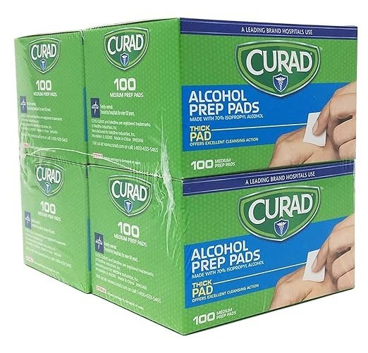 CURAD Alcohol Prep Pads (Pack of 4 Boxes) | 400 Pieces