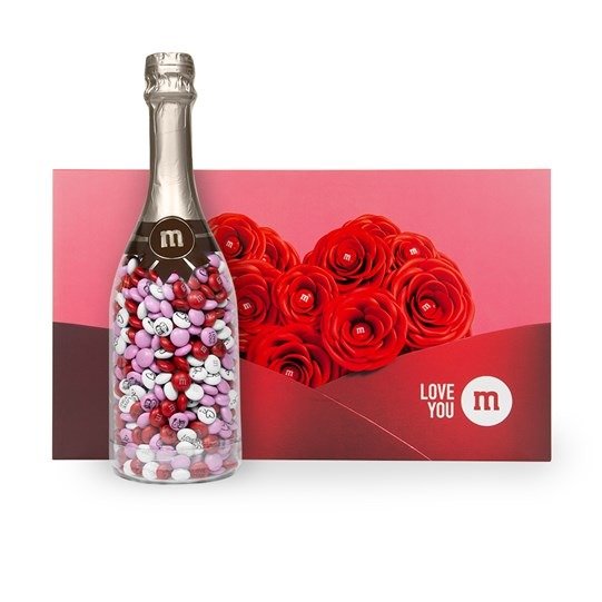 情人节可定制礼盒附香槟瓶巧克力