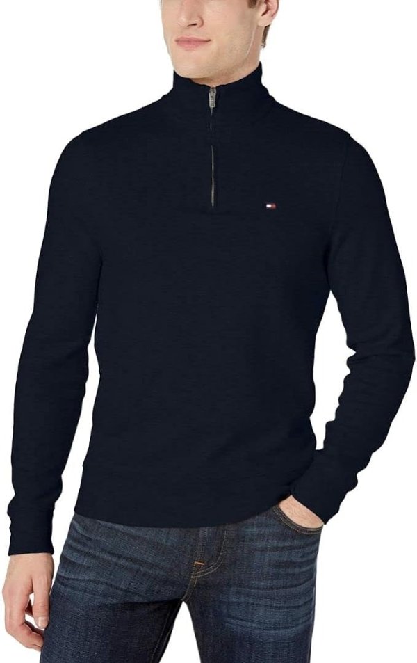 Men's Long Sleeve Fleece Quarter Zip Pullover Sweatshirt