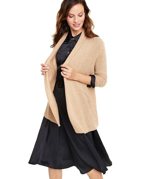 Rolled-Edge Pure Cashmere Cardigan, Regular & Petite Sizes, Created for Macy's