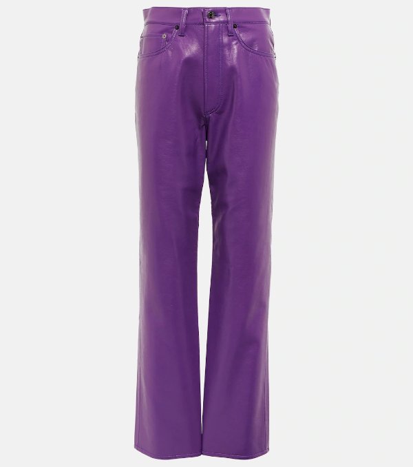 90 S Pinch High Rise Faux Leather Pants in Purple - Agolde | Mytheresa