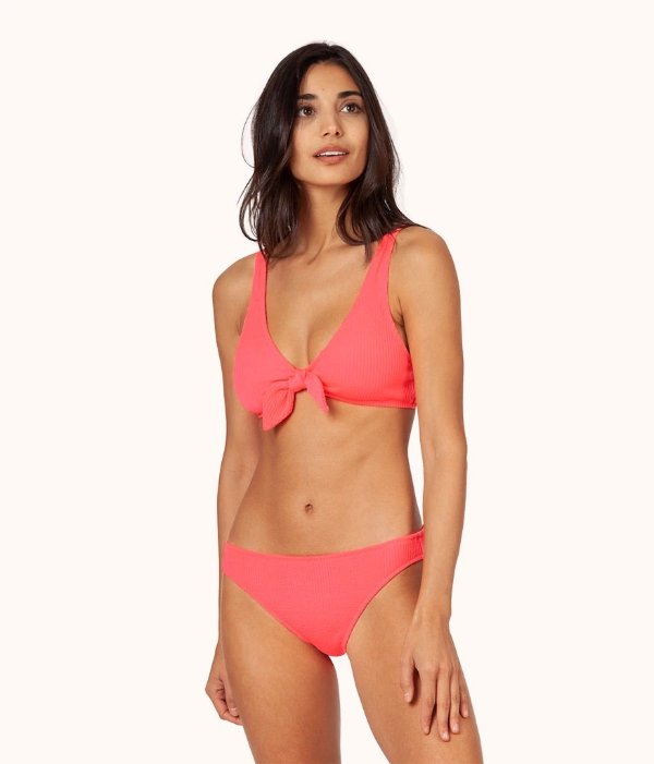 The Ruched Plunge Bralette: Electric Pink