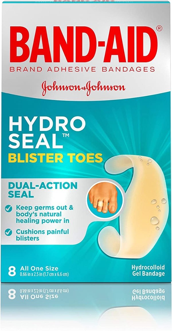 Band-Aid Brand Hydro Seal Adhesive Bandages For Toe Blisters, Waterproof Blister Pad, 8 Count
