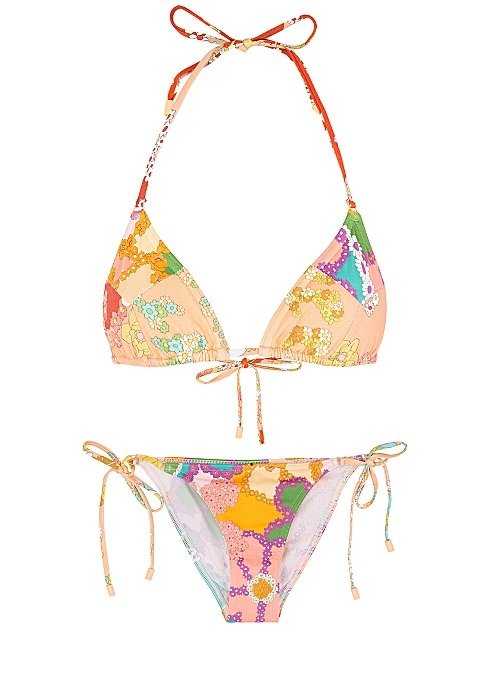 Lola floral-print halterneck bikini