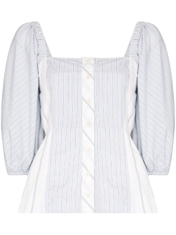 square-neck striped blouse