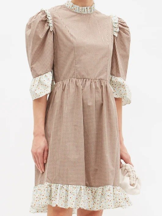 Gingham-check ruffled cotton-twill dress | Batsheva