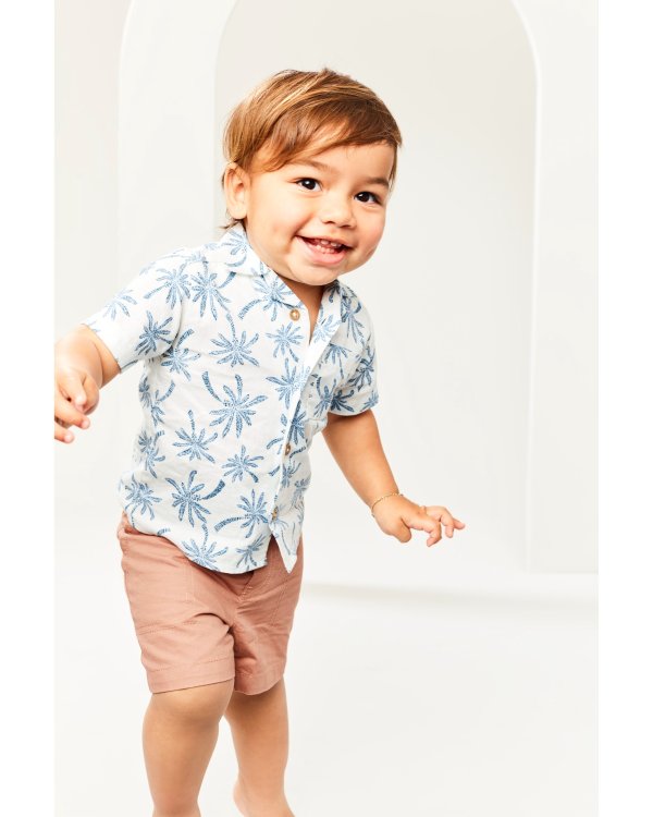 Baby 2-Piece Button-Front Shirt & Short Set