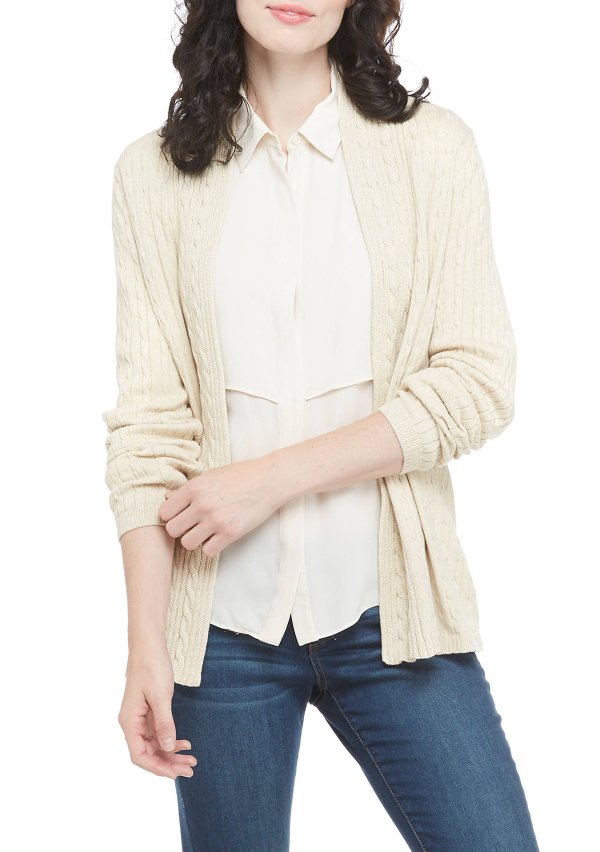 Women's Solid Cable Knit Cardigan
