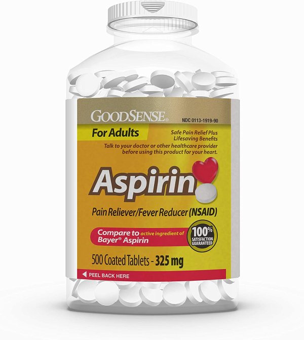 Aspirin Pain Reliever & Fever Reducer (NSAID), 325 mg Coated Tablets
