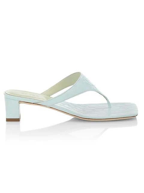 Shawn Croc-Embossed Leather Thong Sandals
