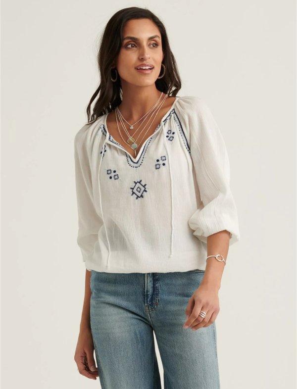 Embroidered Peasant Top | Lucky Brand