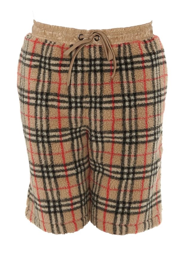 Vintage Check Faux Fur Drawstring Shorts