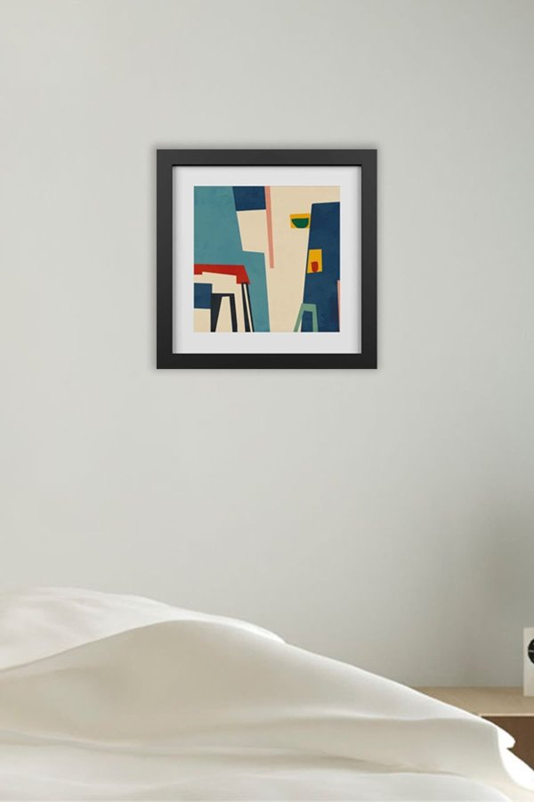 Abstract Lines Framed & Matted Giclee Print(18" x 18")