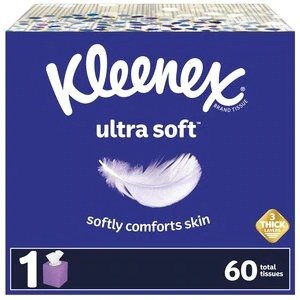 Ultra Soft, Soft Facial Tissue, 1 Cube Box, 60 Tissues per Box, 3-Ply (60 Total Tissues)