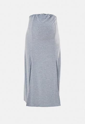 Gray Split Front Maternity Maxi Skirt