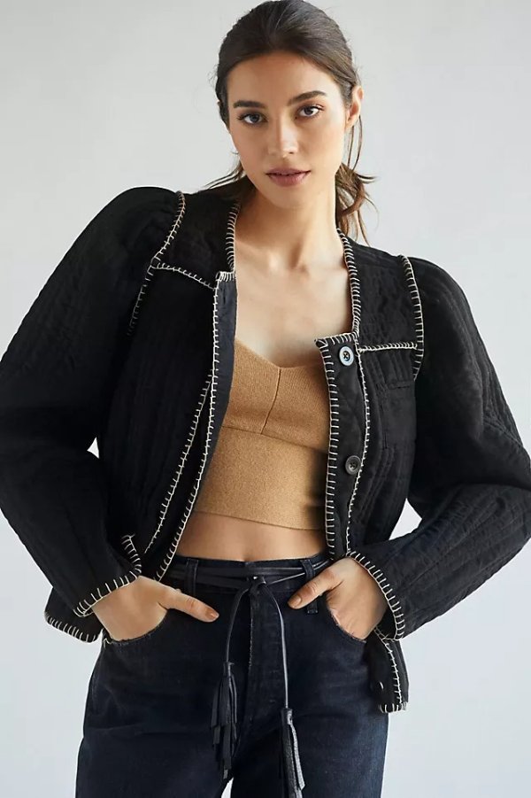 Contrast Stitched Jacket