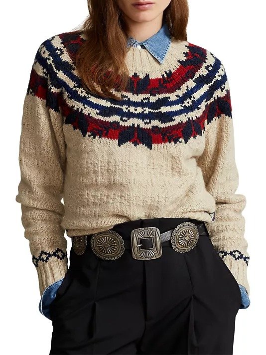 Fair Isle-Style Wool-Cotton Sweater