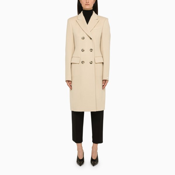 Ivory wool double-breasted coat | TheDoubleF
