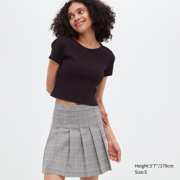 Pleated A-Line Mini Skirt