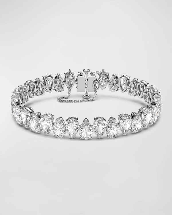Millenia Rhodium-Plated Pear-Cut Crystal Bracelet