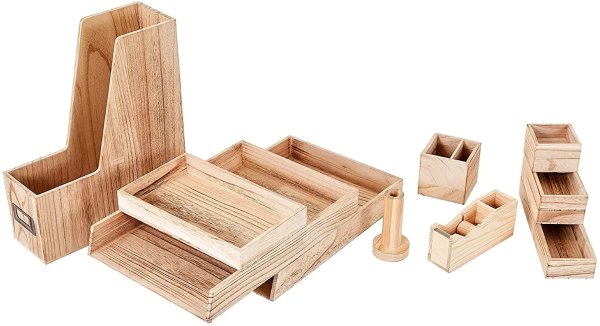 Stevan 12 Piece Wood Desk Organizer Set