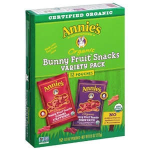 Annie's Organic Bunny Fruit Snacks, Variety Pack, 12 Pouches, 9.6 oz Box