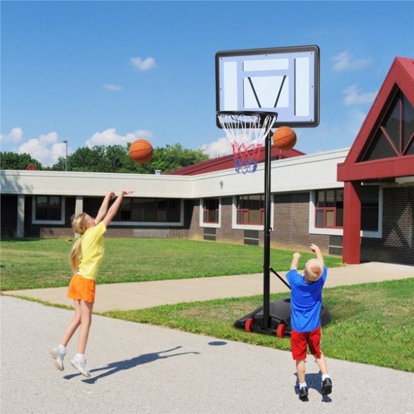 7-9.2 Ft. Height Adjustable Hoop Portable Basketball System Goal Outdoor Kids Youth with Wheels and Weighted Base