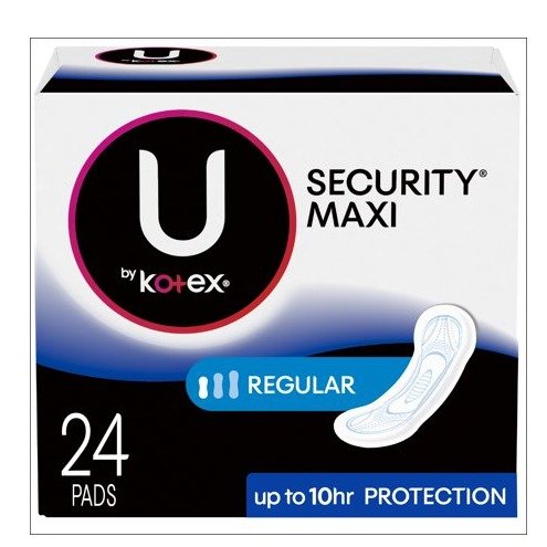 U by Kotex Security Maxi Pads, Regular, Unscented