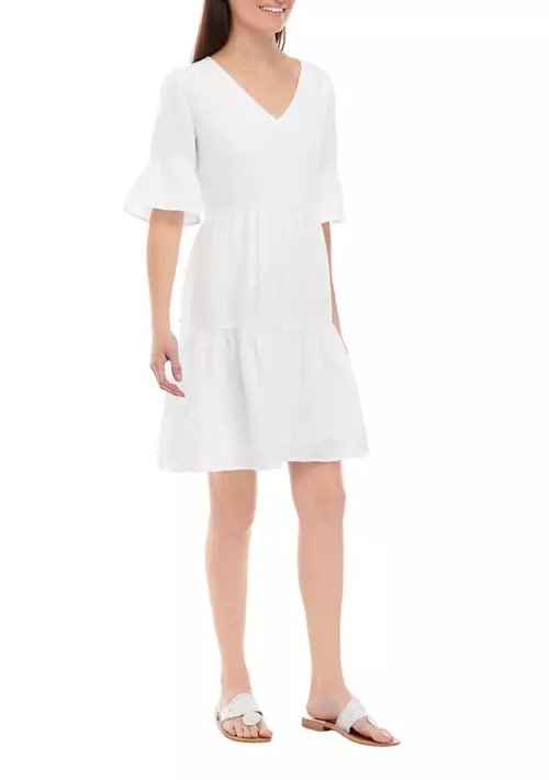Women's Short Sleeve Solid Tiered Gauze Dress