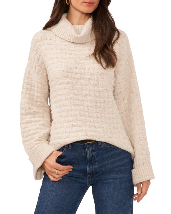 Sequined Turtleneck Sweater