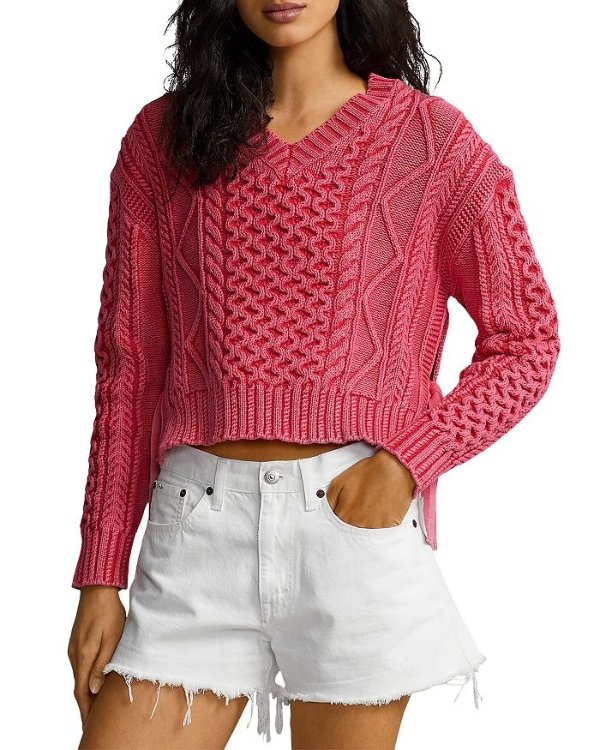Side Tie Cropped Sweater
