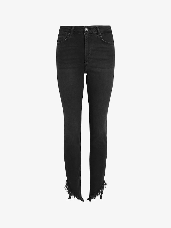 Dax asymmetric straight-leg mid-rise stretch-denim jeans