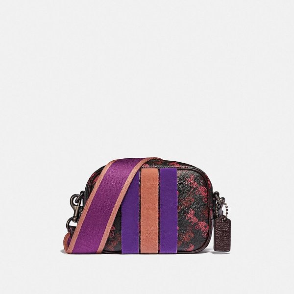 Camera Bag 16 With Horse and Carriage Print and Varsity Stripe