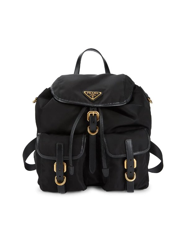 Tessuto Logo Nylon & Leather Backpack