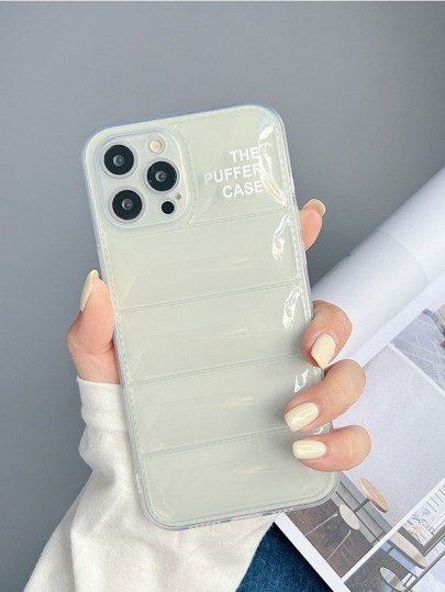 Letter Graphic Clear Puffer Phone Case