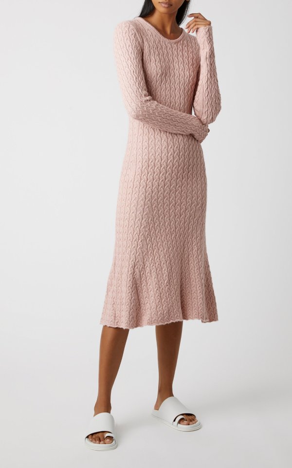 Cableknit Knee-length Sweater Dress